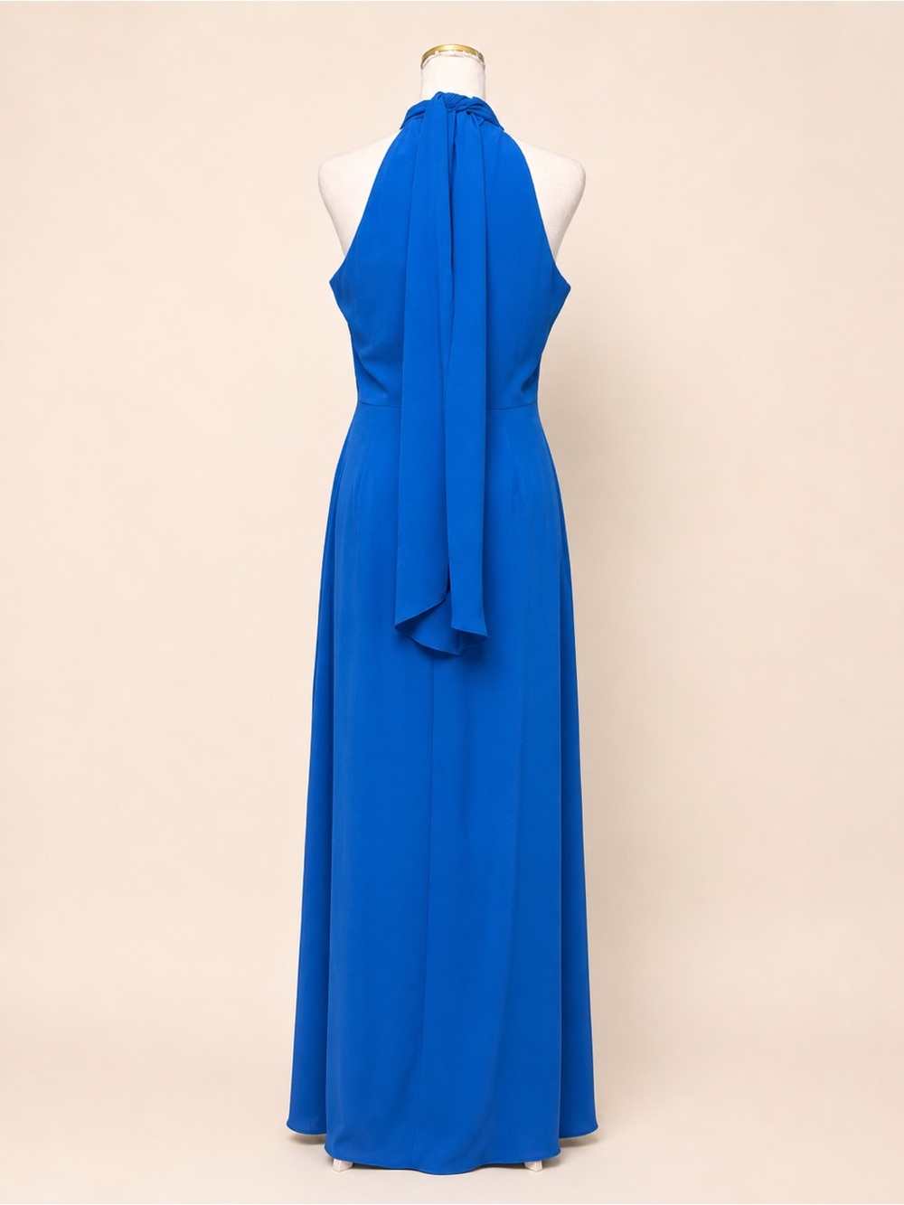 Mark & James Badgley Mischka Blue Halter High Low Gown Size 4 - Picture 3 of 6